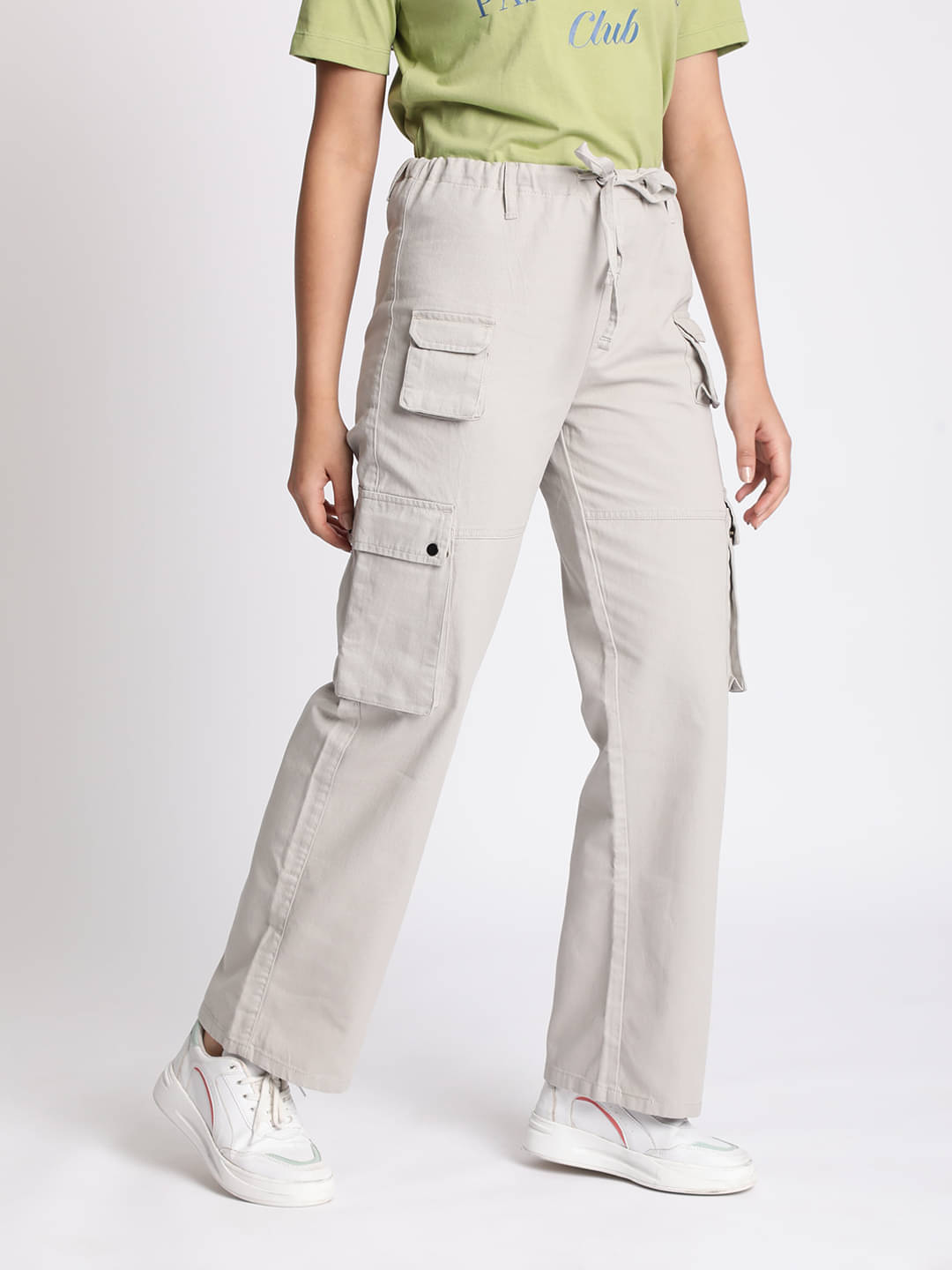     			IVOC Pack of 1 Cotton Straight Women's Cargo Pants ( Grey )
