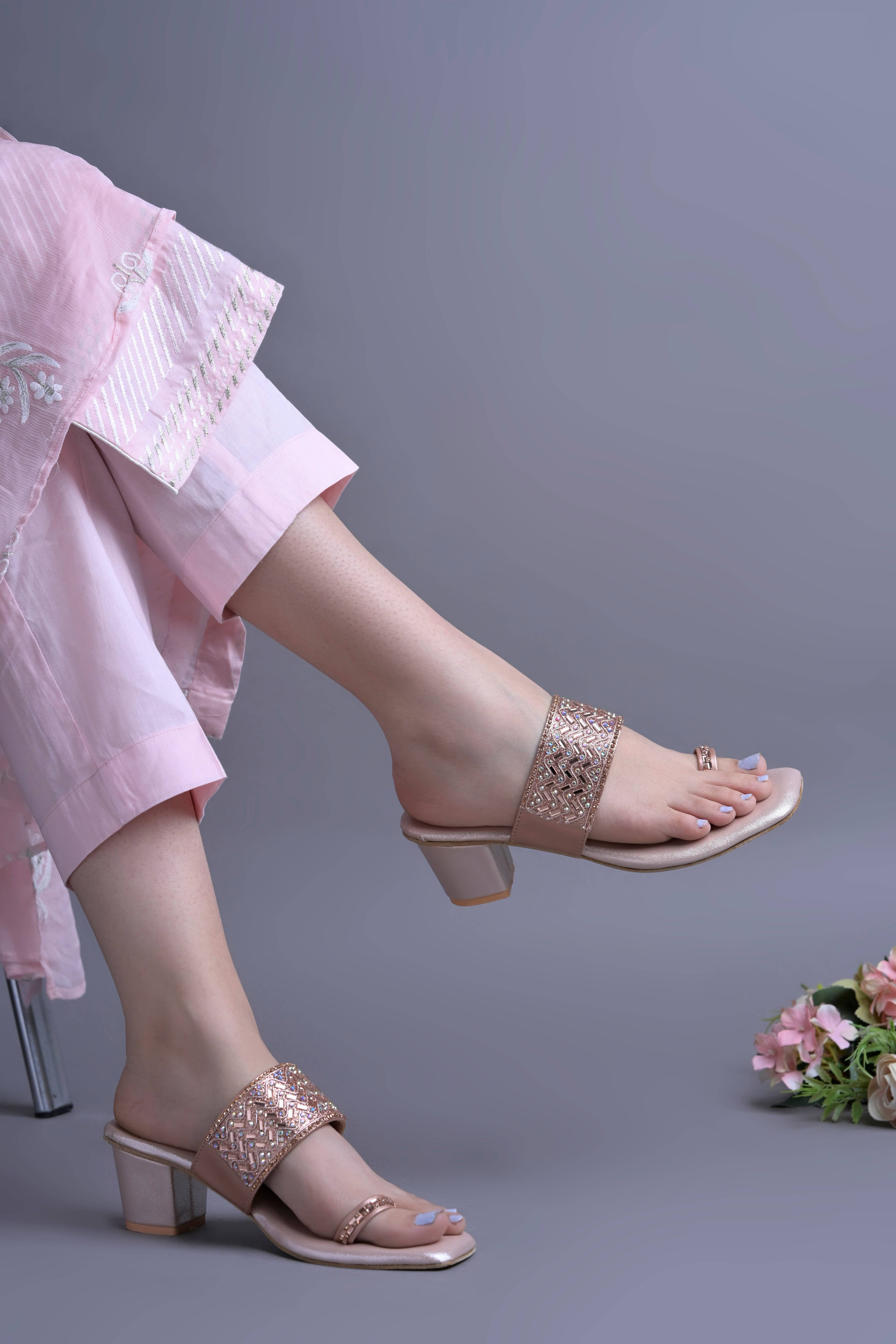 JM Looks Pink Women's Slip On Heels JM Looks Pink Women's Slip On Heels