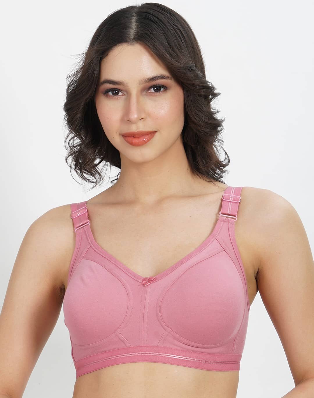 Ladyland Pack of 1 Cotton Blend Non Padded Everyday Bra For Women ( Peach )