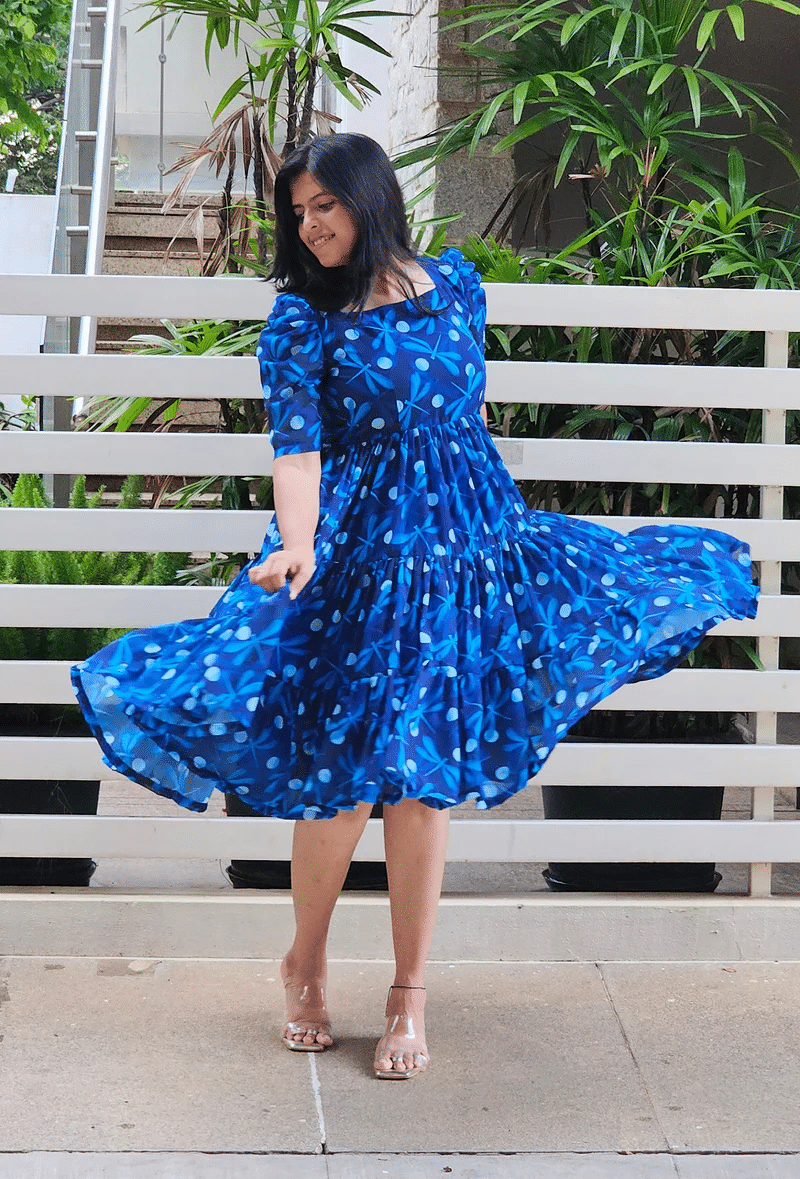 MEHUL TEXTILE / MVC GROUP OF COMPANY Rayon Printed Midi Women's Fit & Flare Dress - Aqua Blue ( Pack of 1 ) MEHUL TEXTILE / MVC GROUP OF COMPANY Rayon Printed Midi Women's Fit & Flare Dress - Aqua Blue ( Pack of 1 )