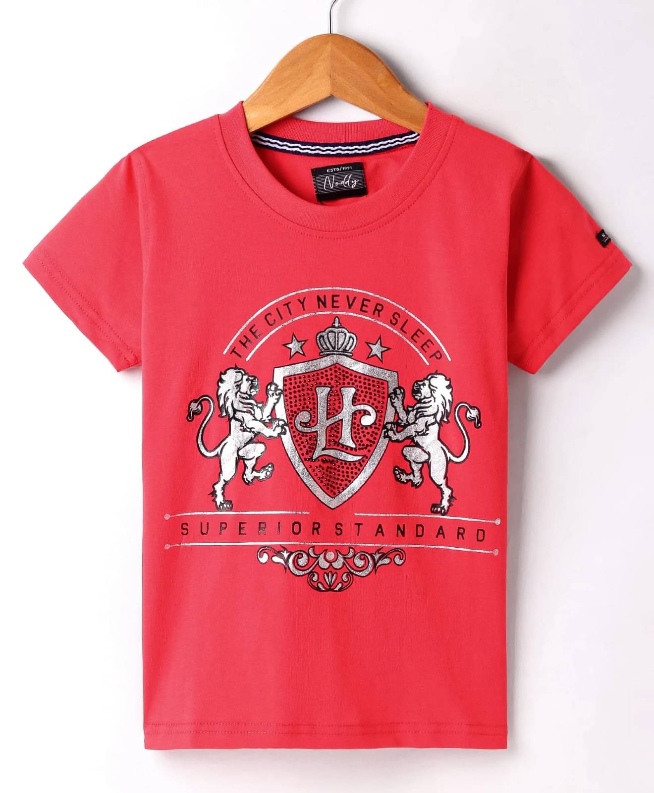     			Noddy Pack of 1 Boys Cotton Blend T-Shirt ( Dark Red )