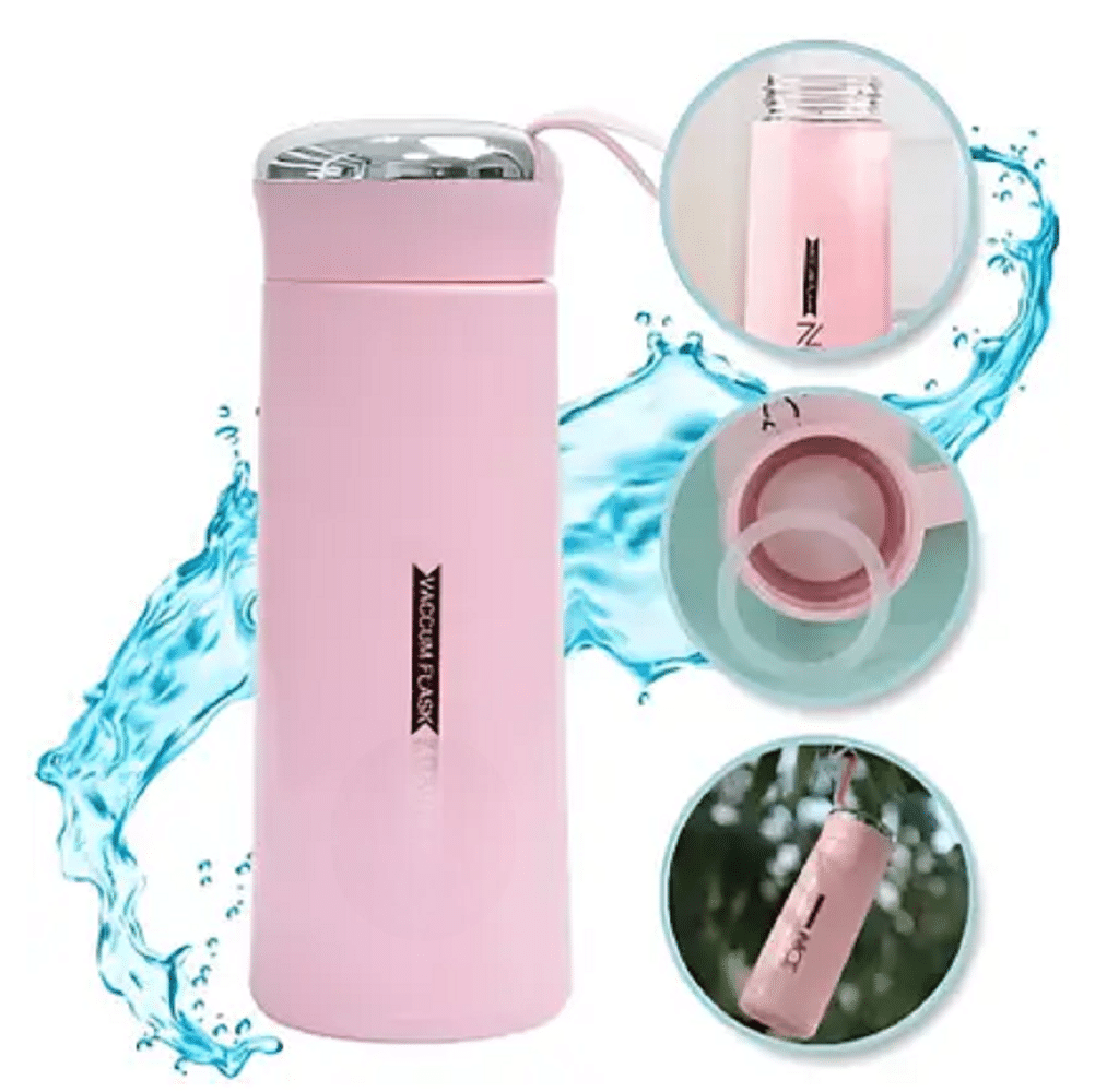     			Qin Pin Water Bottle for Work, School & Office Use Pink Glass Water Bottle 400 mL ( Set of 1 )