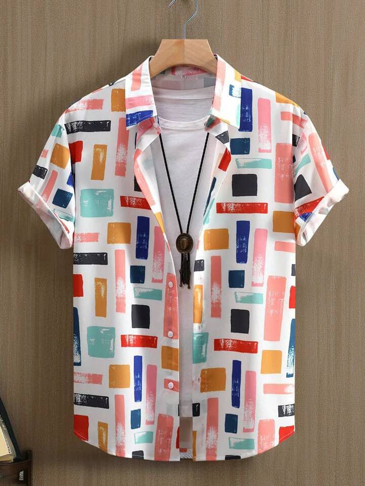 REXZA Poly Cotton Regular Fit Printed Half Sleeves Men's Casual Shirt - White ( Pack of 1 )