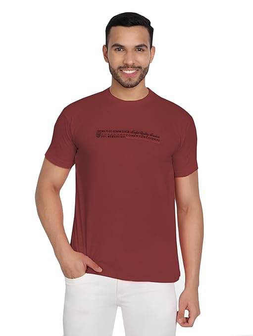 Reoutlook Cotton Regular Fit Printed Half Sleeves Men's Round T-Shirt - Maroon ( Pack of 1 ) Reoutlook Cotton Regular Fit Printed Half Sleeves Men's Round T-Shirt - Maroon ( Pack of 1 )