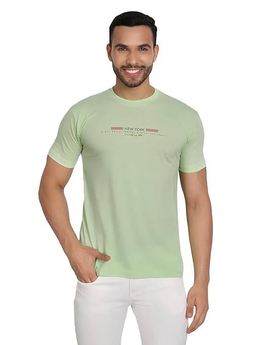 Reoutlook Cotton Regular Fit Printed Half Sleeves Men's Round T-Shirt - Lime Green ( Pack of 1 ) Reoutlook Cotton Regular Fit Printed Half Sleeves Men's Round T-Shirt - Lime Green ( Pack of 1 )
