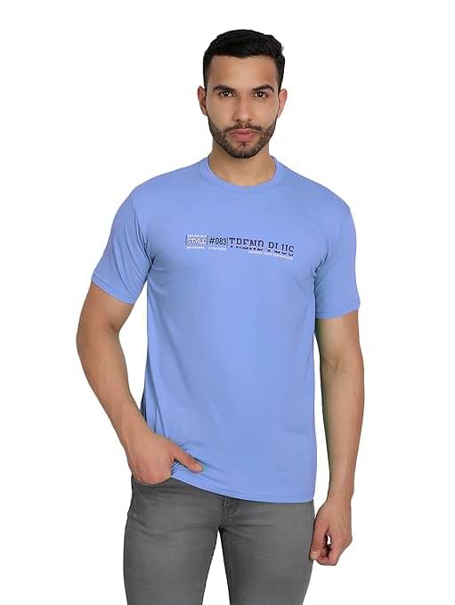 Reoutlook Cotton Regular Fit Printed Half Sleeves Men's Round T-Shirt - Turquoise ( Pack of 1 ) Reoutlook Cotton Regular Fit Printed Half Sleeves Men's Round T-Shirt - Turquoise ( Pack of 1 )