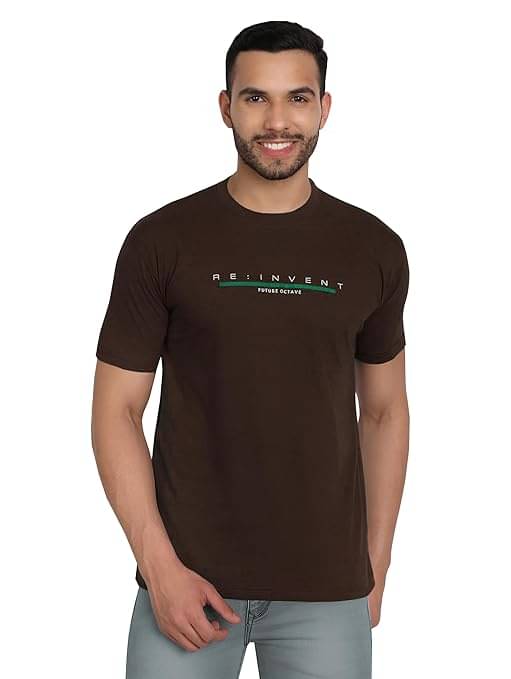 Reoutlook Cotton Regular Fit Printed Half Sleeves Men's Round T-Shirt - Brown ( Pack of 1 ) Reoutlook Cotton Regular Fit Printed Half Sleeves Men's Round T-Shirt - Brown ( Pack of 1 )