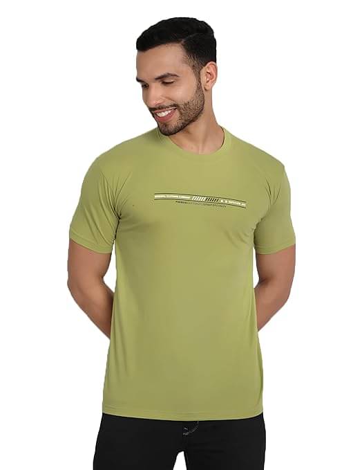     			Reoutlook Cotton Regular Fit Printed Half Sleeves Men's Round T-Shirt - Green ( Pack of 1 )