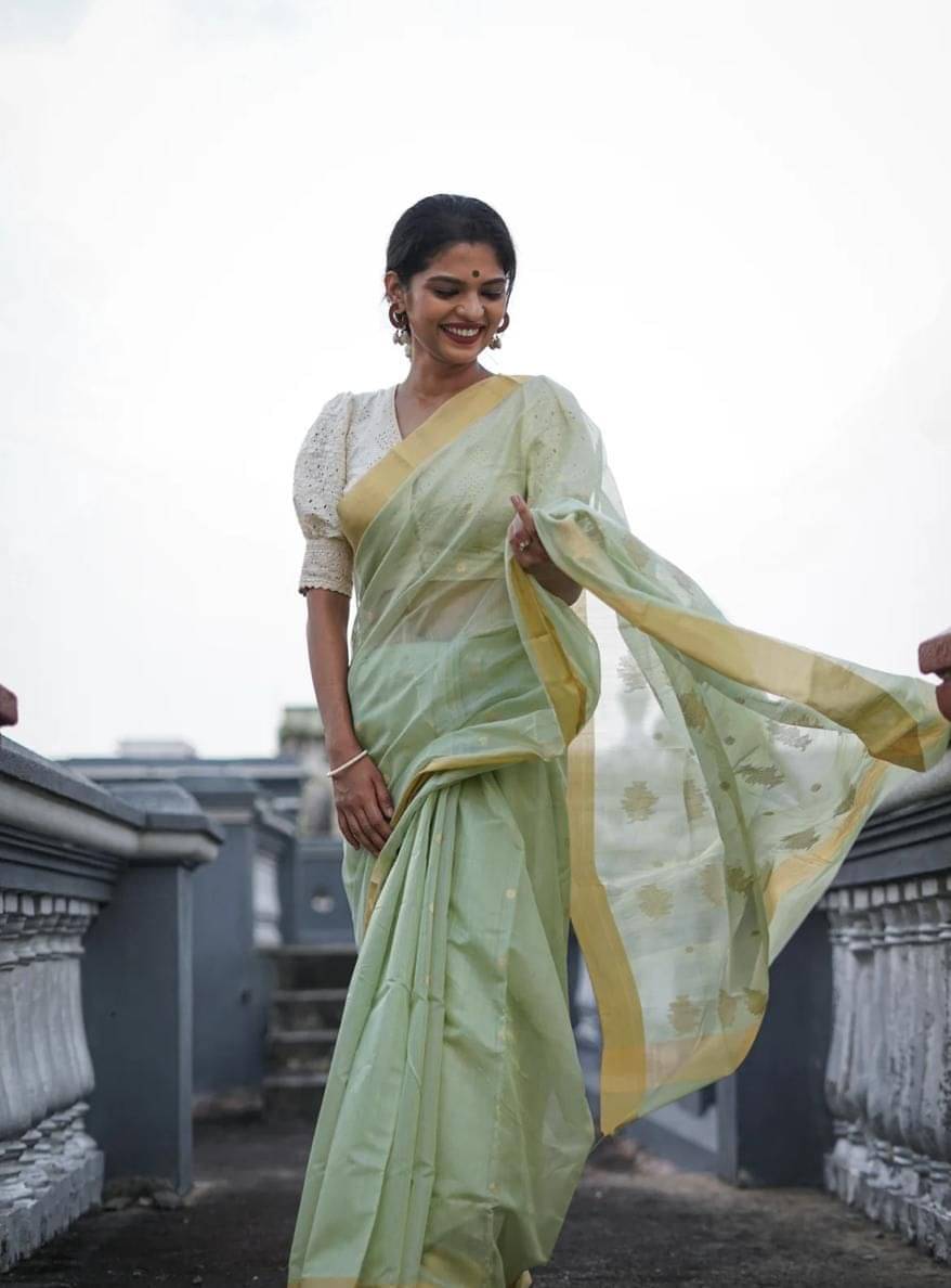 SARADA HANDLOOM Cotton Silk Woven Saree With Unstitched Blouse Piece ( Olive ) SARADA HANDLOOM Cotton Silk Woven Saree With Unstitched Blouse Piece ( Olive )