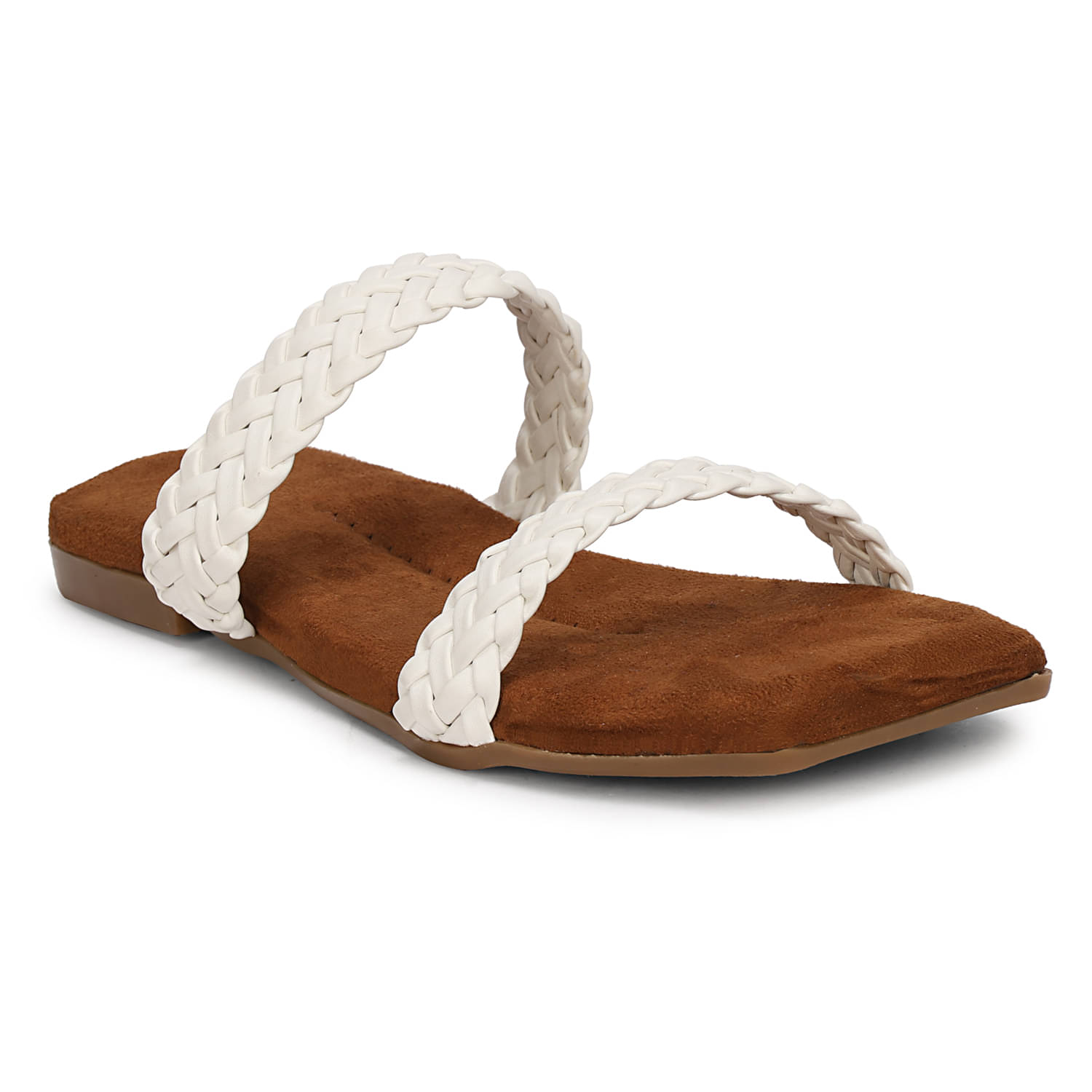     			Saheb White Women's Flats
