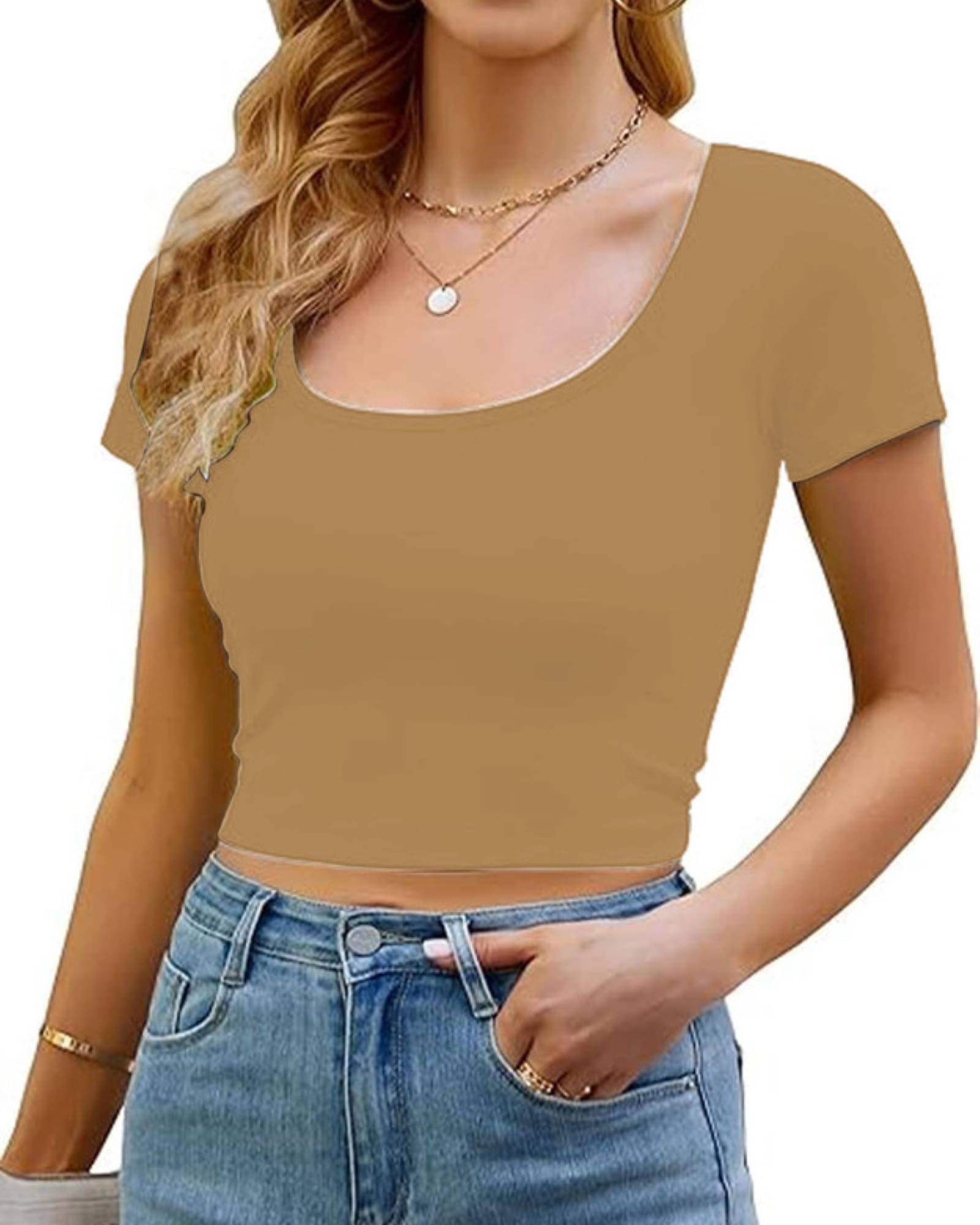 THE BLAZZE Women's Cotton Crop Top ( Beige ) THE BLAZZE Women's Cotton Crop Top ( Beige )