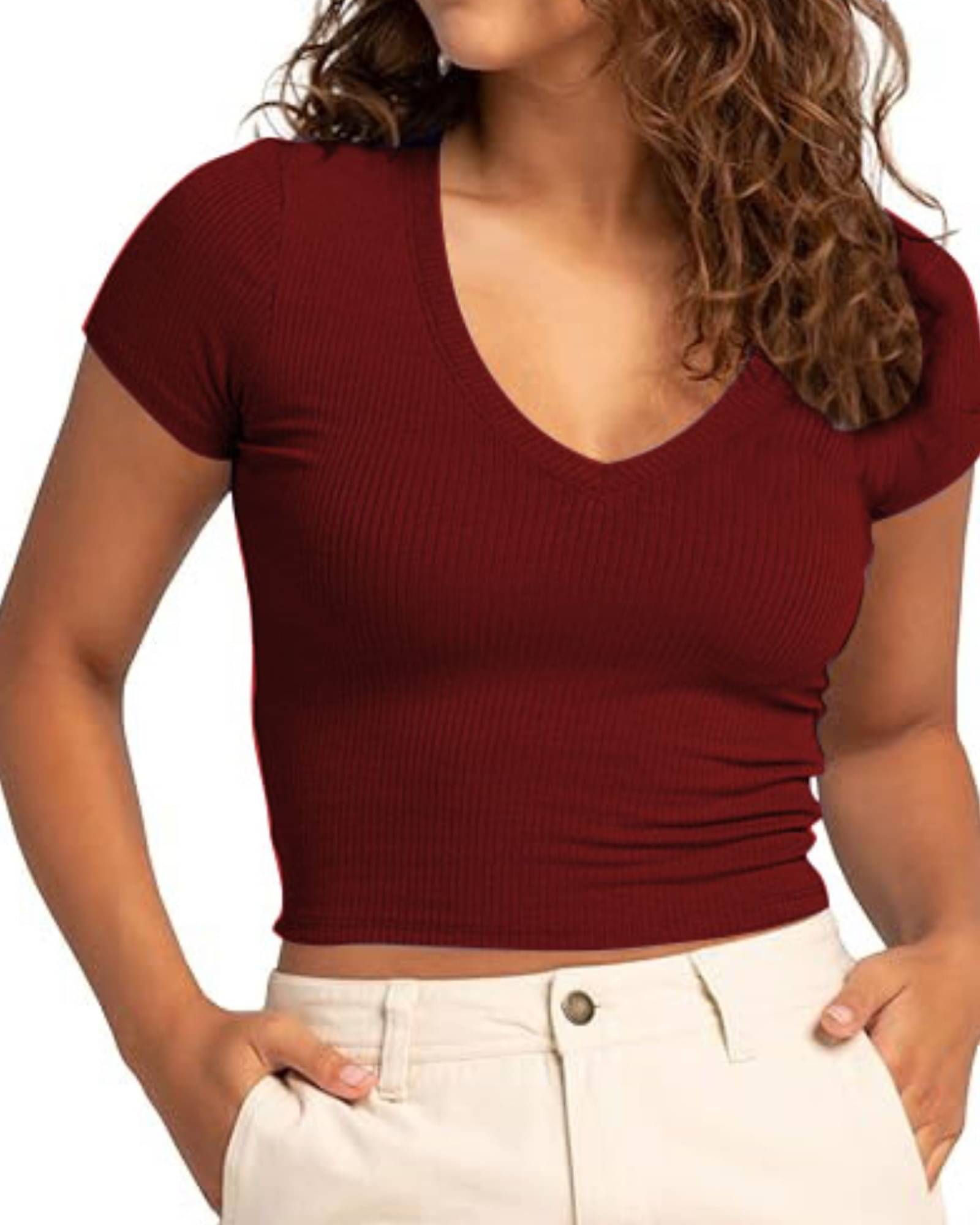     			THE BLAZZE Women's Cotton Crop Top ( Brown )