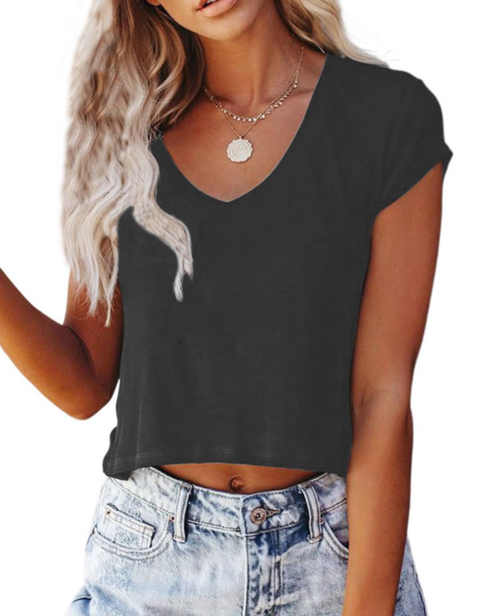 THE BLAZZE Women's Cotton Crop Top ( Grey )     			THE BLAZZE Women's Cotton Crop Top ( Grey )