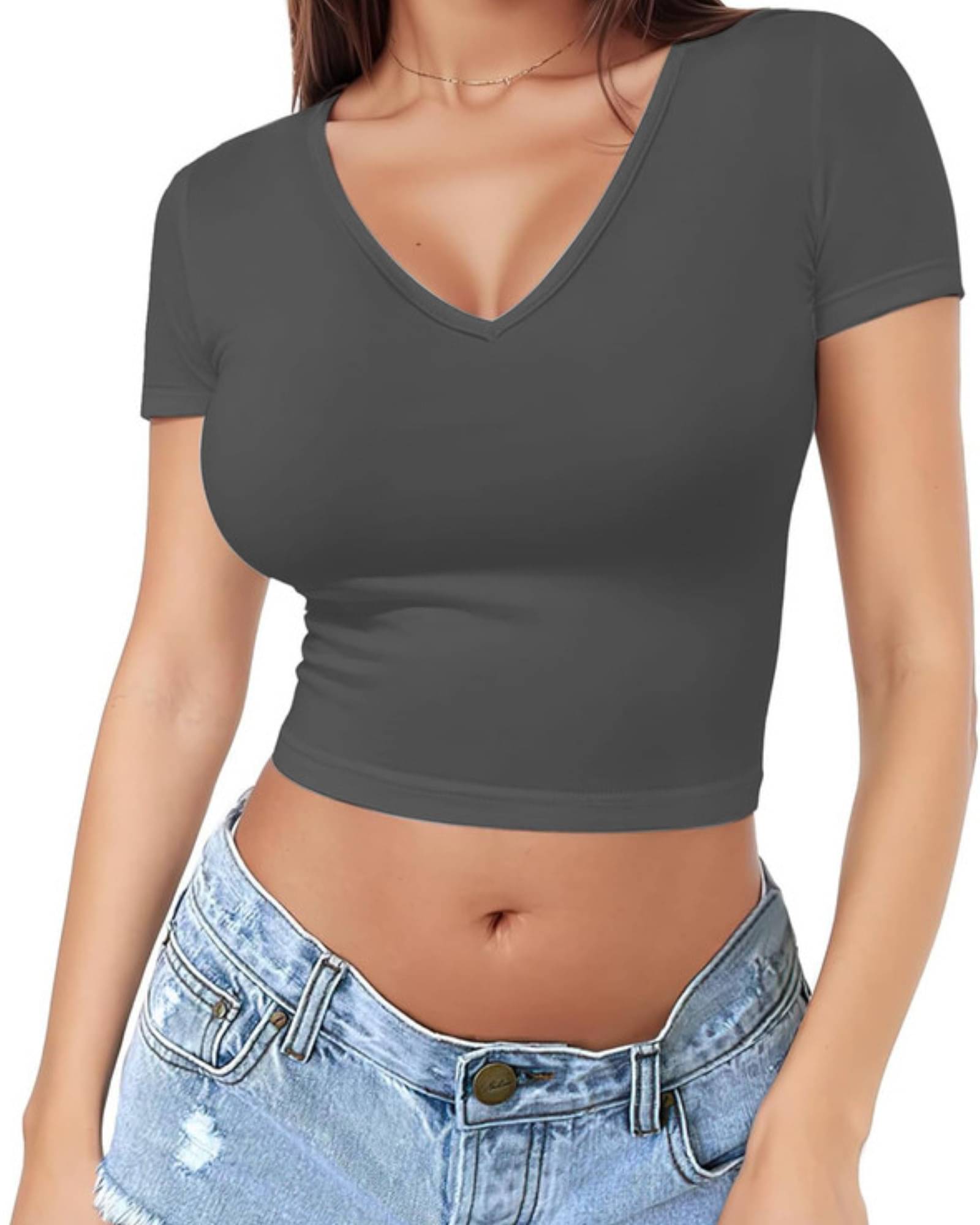 THE BLAZZE Women's Cotton Crop Top ( Grey )     			THE BLAZZE Women's Cotton Crop Top ( Grey )