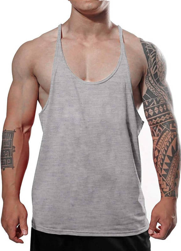     			THE BLAZZE Pack of 1 Cotton Blend Gym Vest For Men ( Grey )