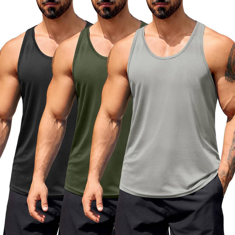     			THE BLAZZE Pack of 3 Cotton Blend Gym Vest For Men ( Black )