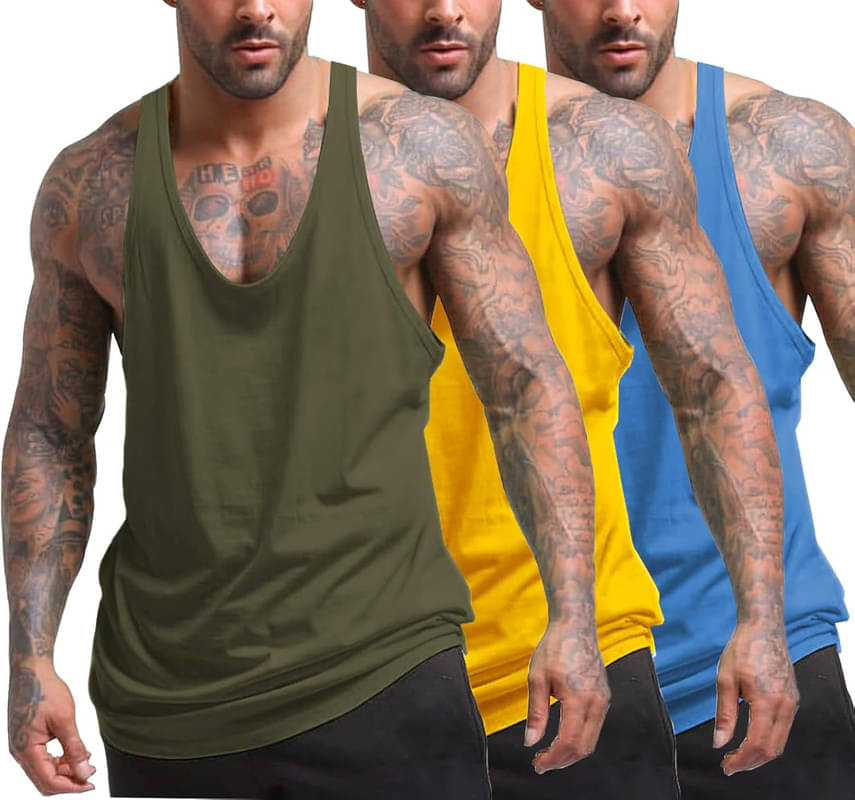     			THE BLAZZE Pack of 3 Cotton Blend Gym Vest For Men ( Grey )