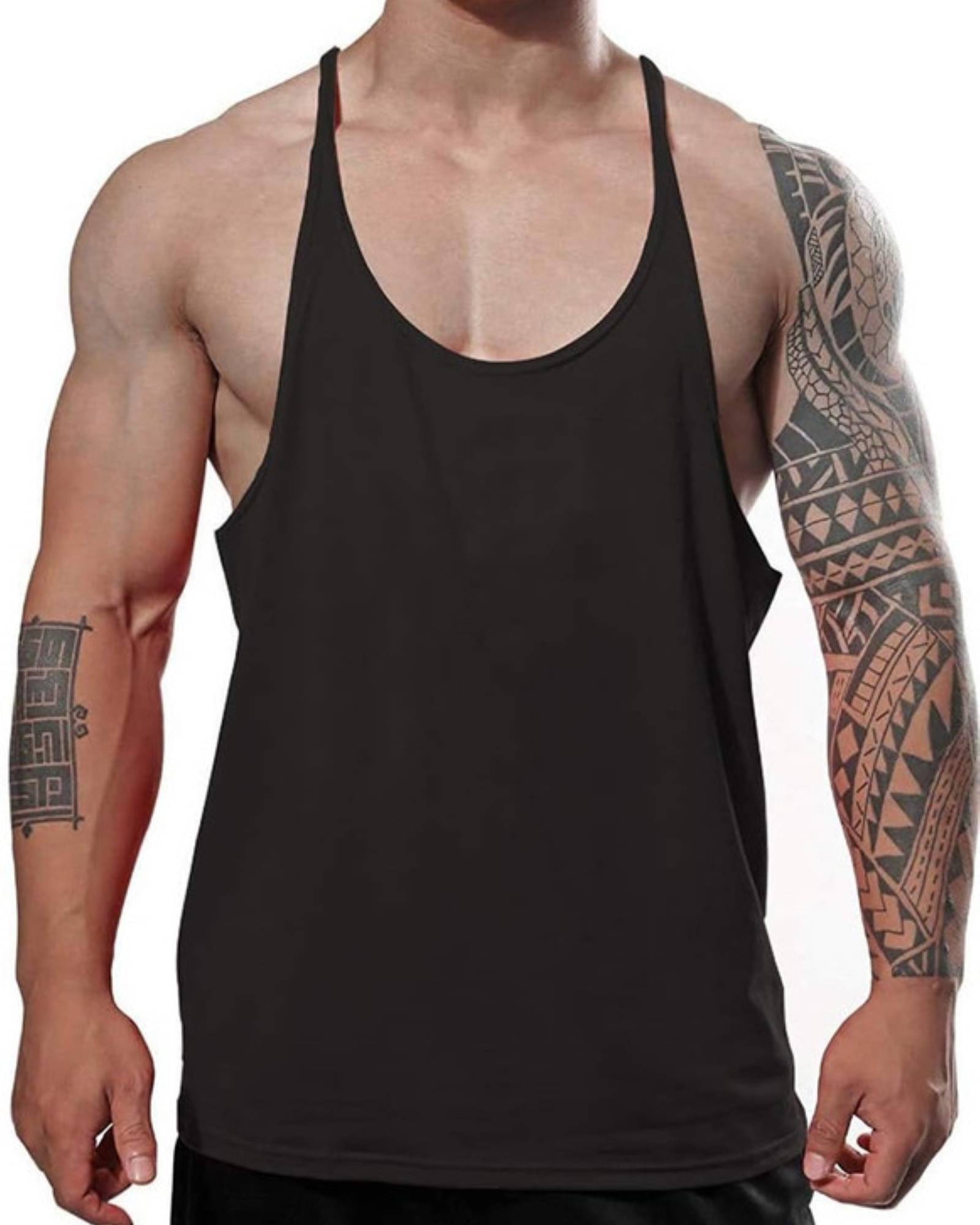     			THE BLAZZE Pack of 1 Cotton Blend Gym Vest For Men ( Black )