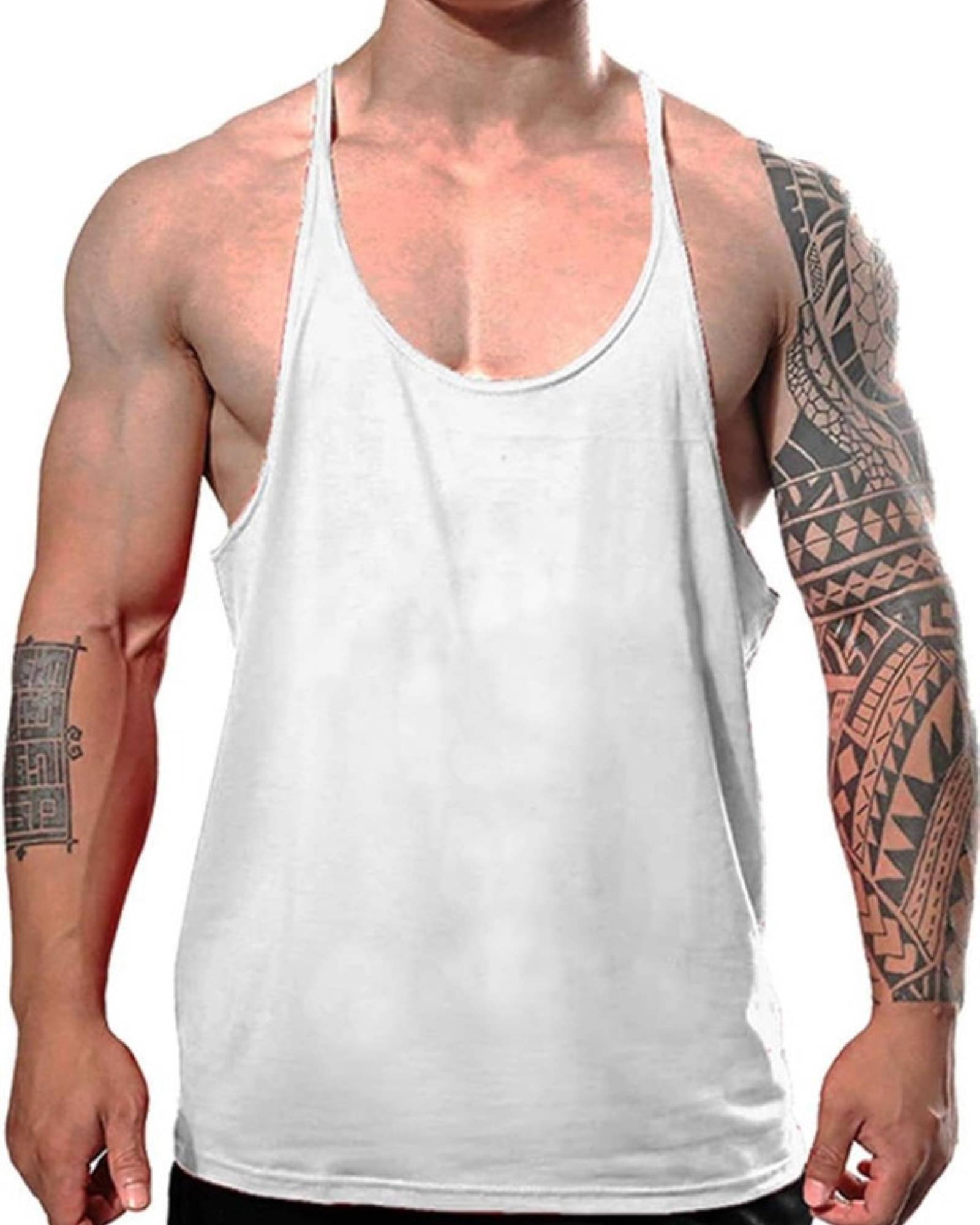     			THE BLAZZE Pack of 1 Cotton Blend Gym Vest For Men ( White )