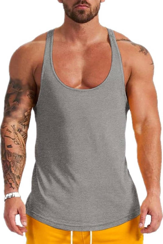    			THE BLAZZE Pack of 1 Cotton Blend Gym Vest For Men ( Grey )