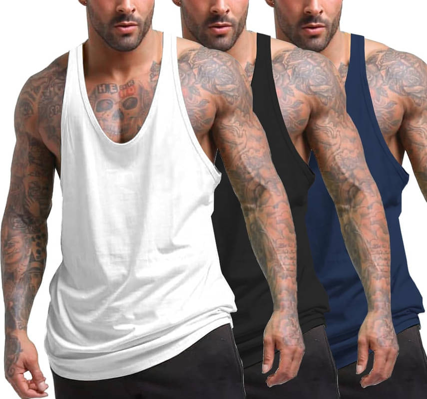     			THE BLAZZE Pack of 3 Cotton Blend Gym Vest For Men ( Grey )