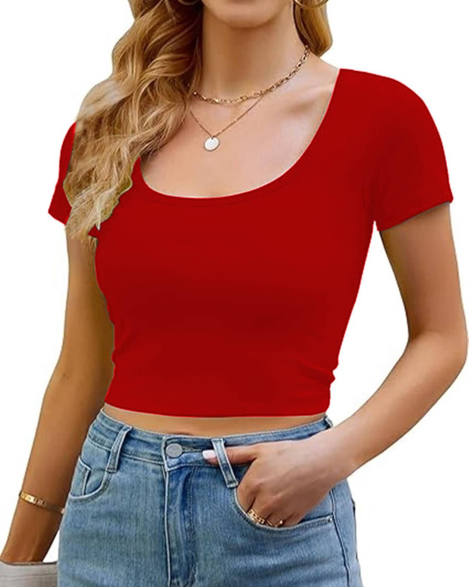 THE BLAZZE Women's Cotton Crop Top ( Red ) THE BLAZZE Women's Cotton Crop Top ( Red )