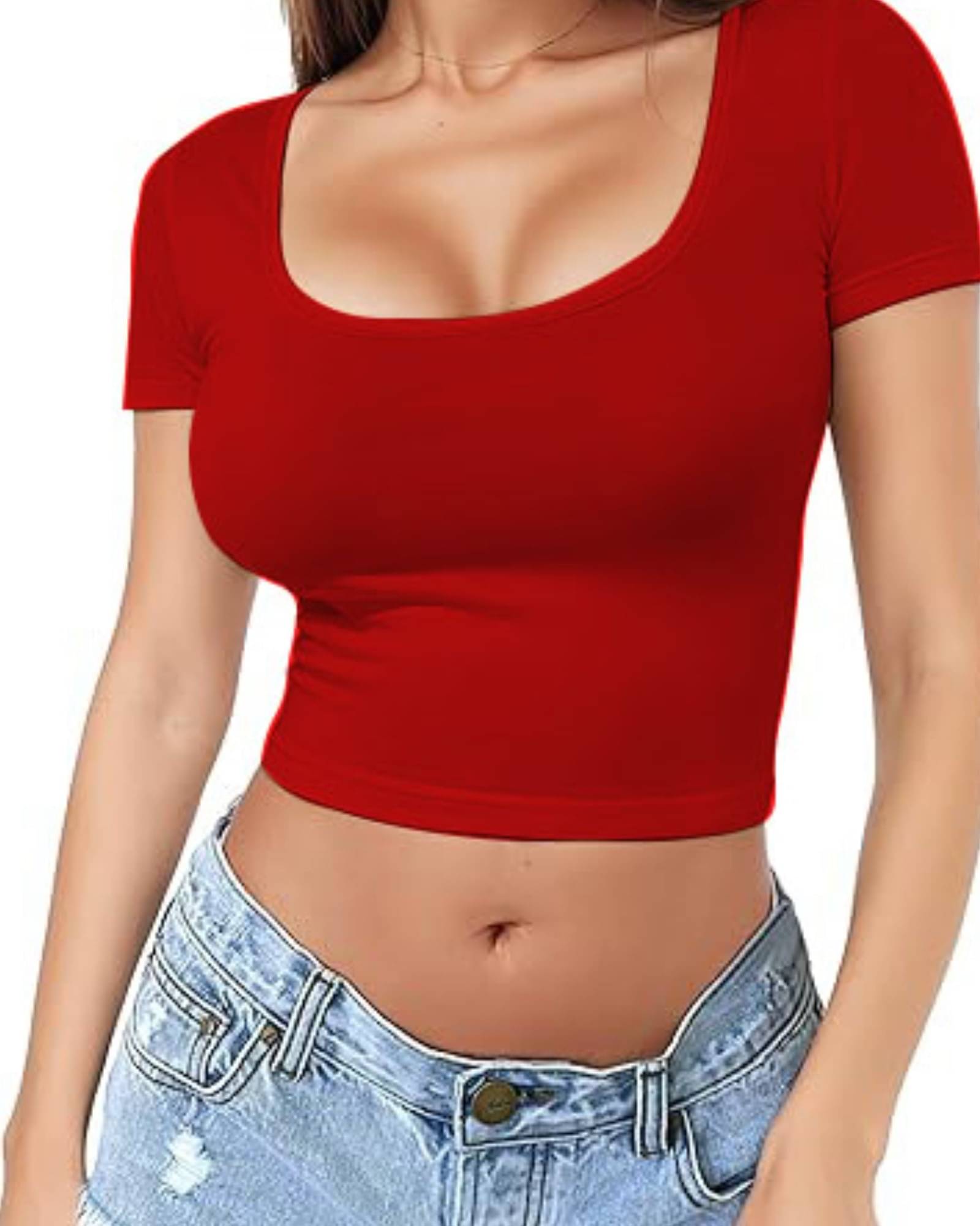 THE BLAZZE Women's Cotton Crop Top ( Red ) THE BLAZZE Women's Cotton Crop Top ( Red )
