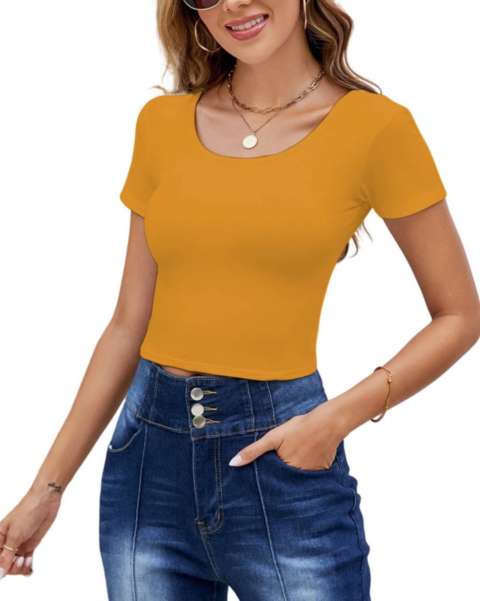     			THE BLAZZE Women's Cotton Crop Top ( Yellow )