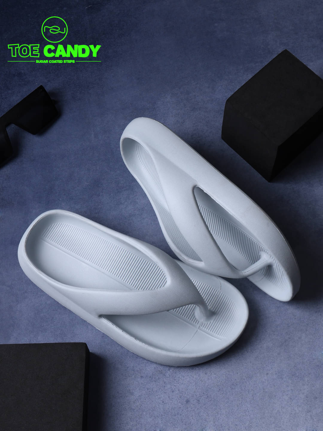     			TOE CANDY Light Grey Men's Thong Flip Flop