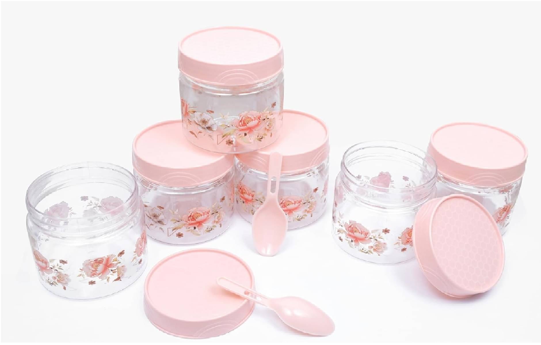     			VRISTO Grocery Containers Plastic Peach Spice Container ( Set of 6 )