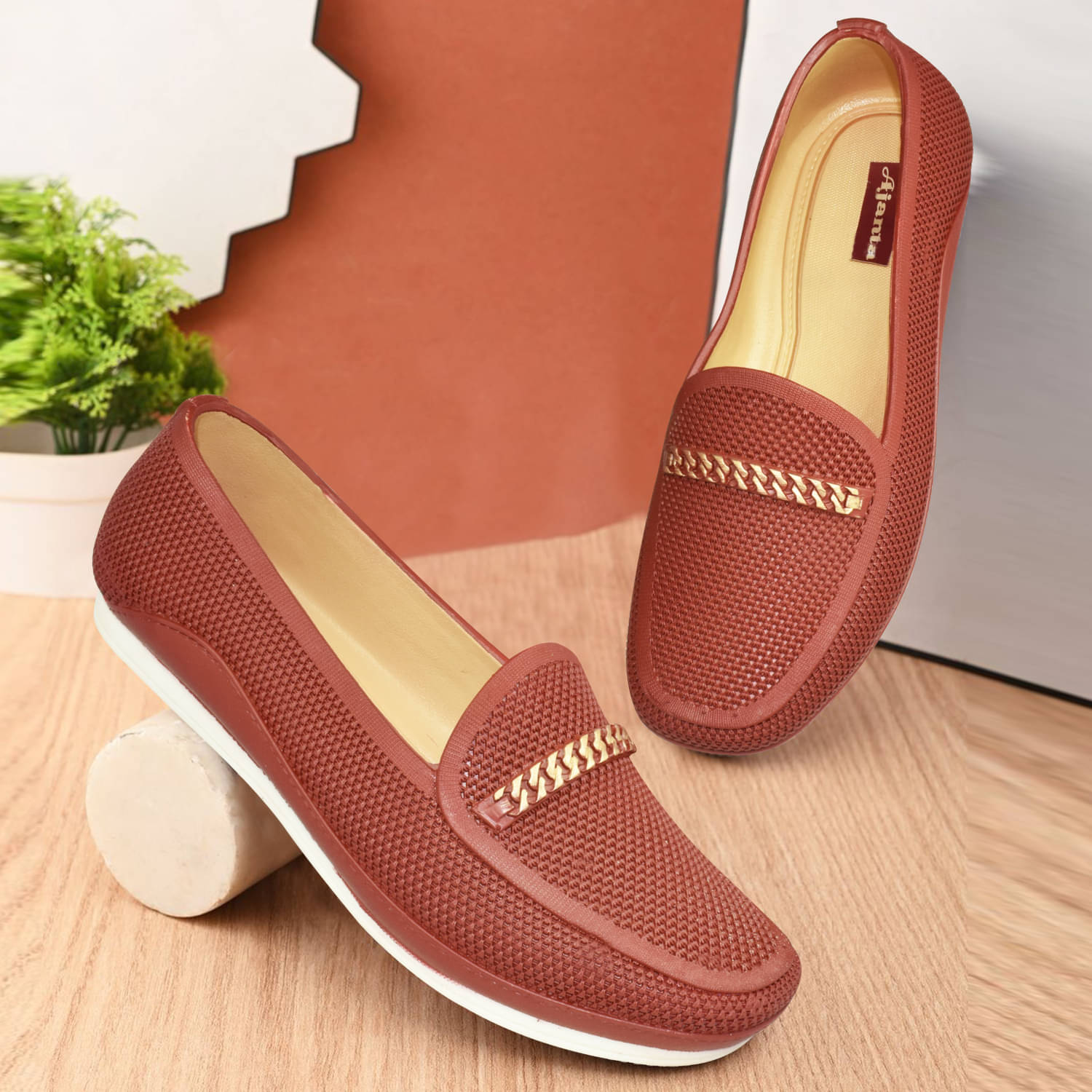 Ajanta Maroon Women's Casual Ballerinas     			Ajanta Maroon Women's Casual Ballerinas