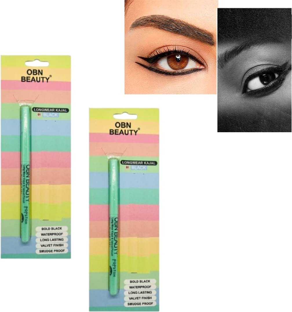     			BLUST & FAMME Long Lasting Waterproof Kajal Pencil, Matte Finish, black (Pack of 2)