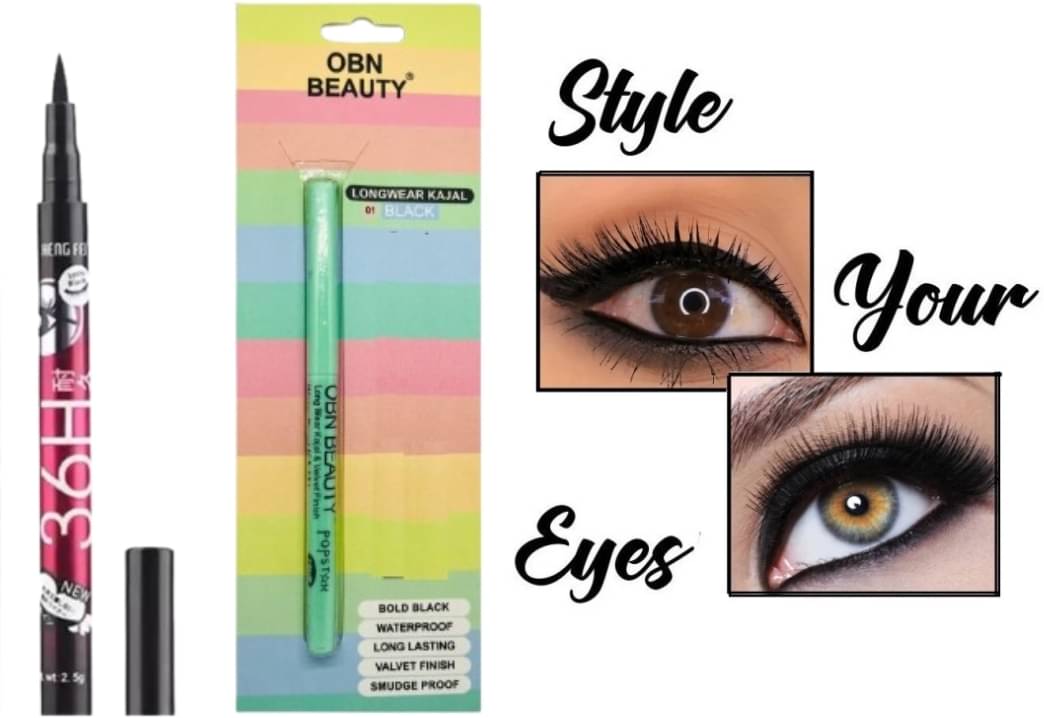     			BLUST & FAMME Long Lasting Waterproof Matte Finish Black Kajal Pencil And Eyeliner( Pack of 2)