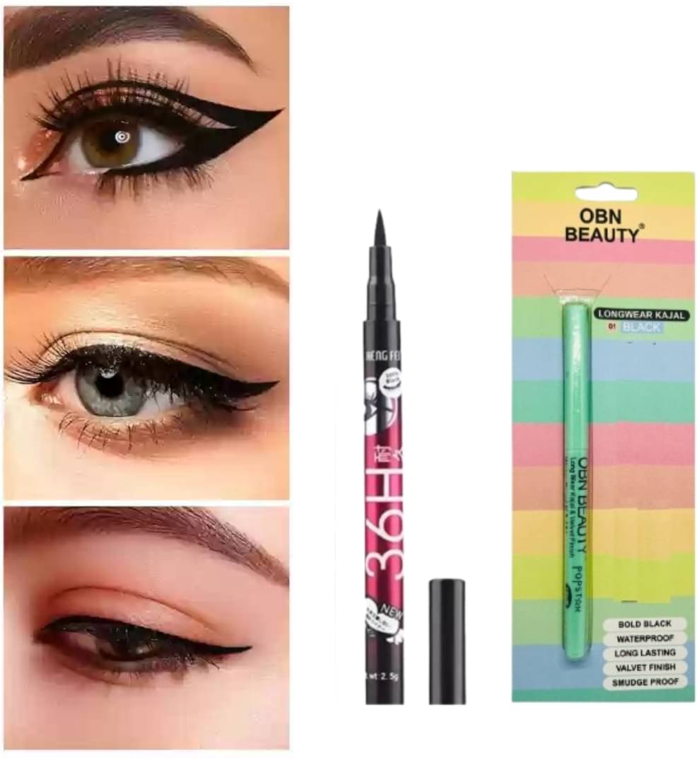BLUST & FAMME Long Lasting Waterproof Black Kajal Pencil & Eye Liner, Matte Finish (Pack of 2) BLUST & FAMME Long Lasting Waterproof Black Kajal Pencil & Eye Liner, Matte Finish (Pack of 2)