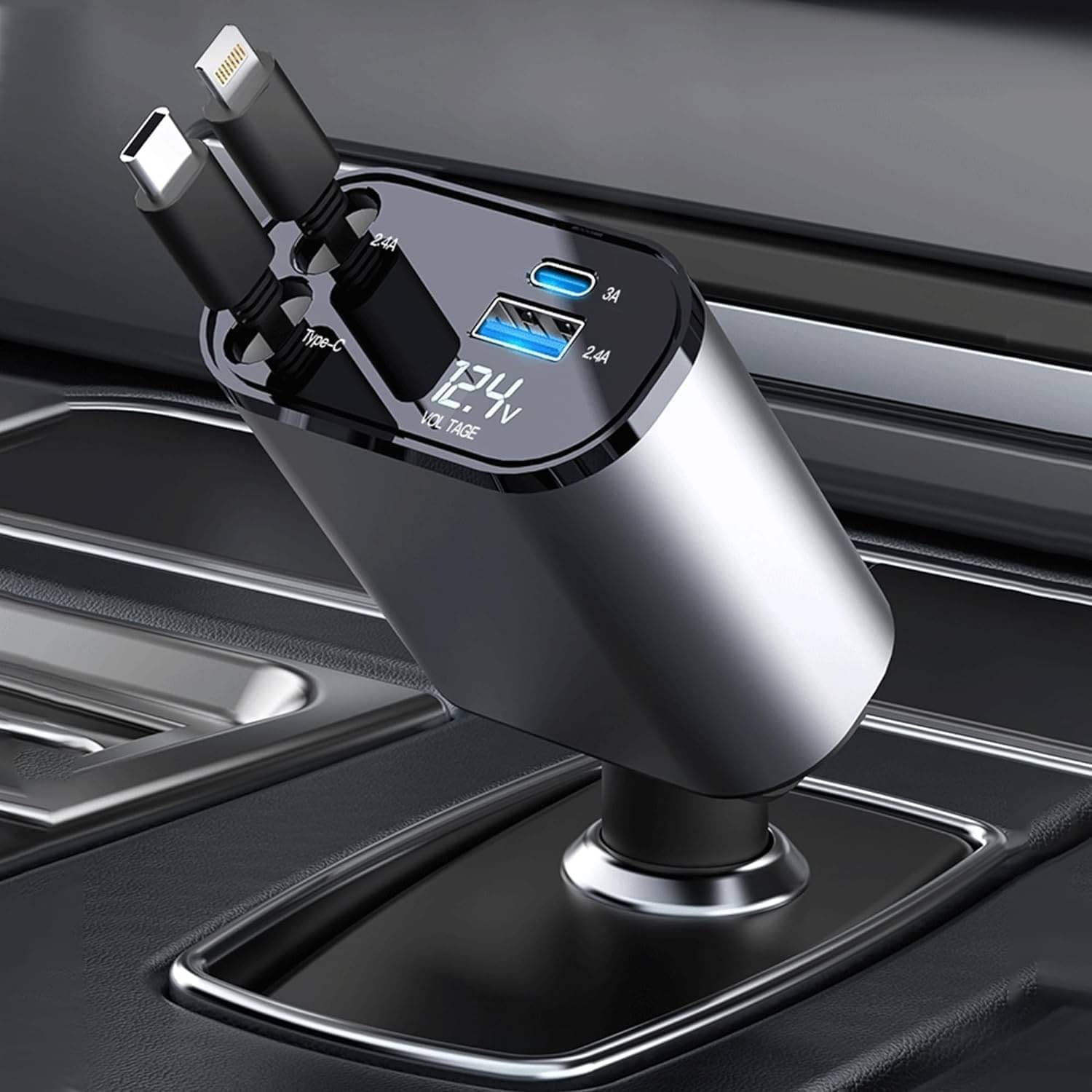     			Bhavyta Car Mobile Charger 4 in 1 Retractable Assorted