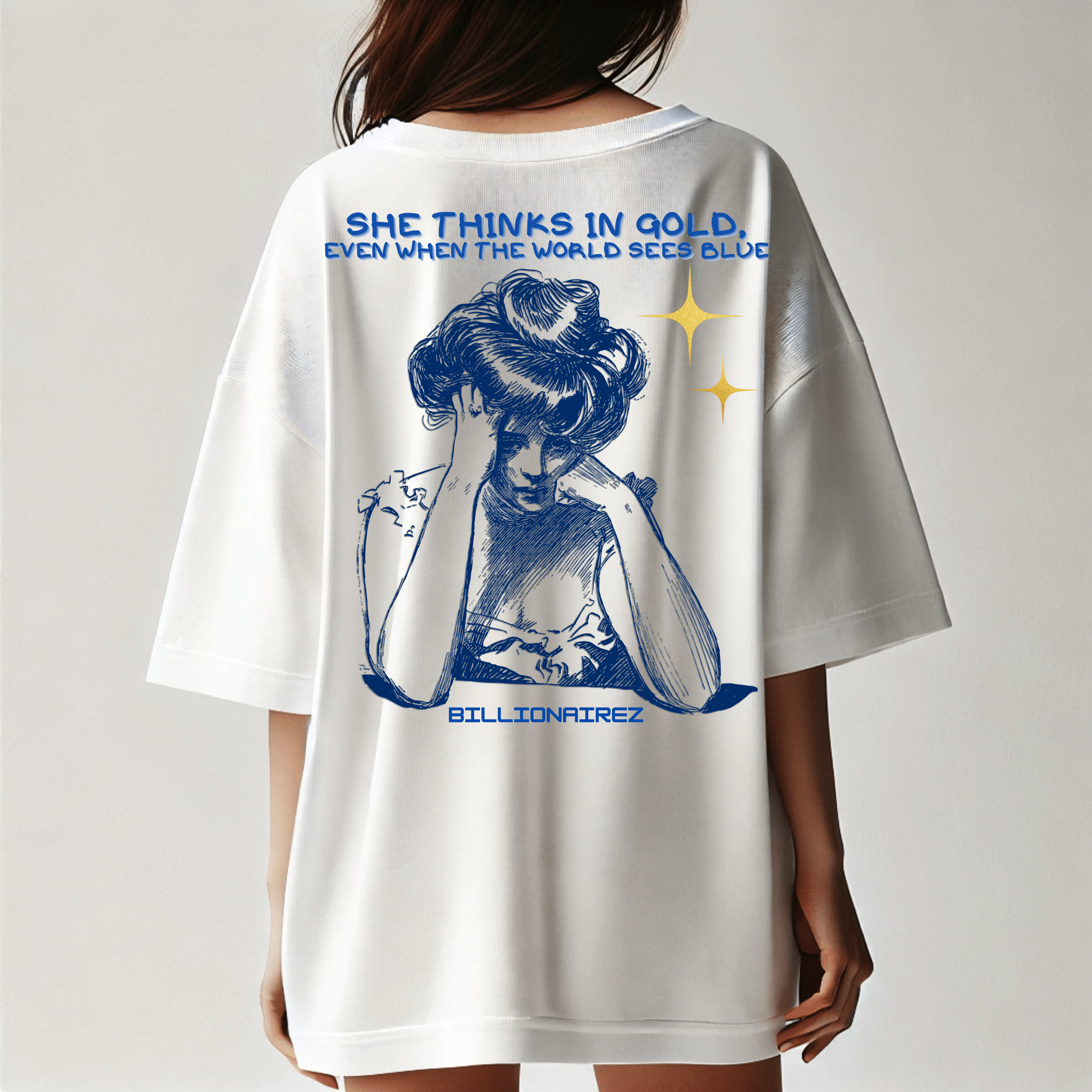 BillionaireZ Women Cotton Blend Printed Oversized Fit Round Neck T-Shirt ( White ) BillionaireZ Women Cotton Blend Printed Oversized Fit Round Neck T-Shirt ( White )