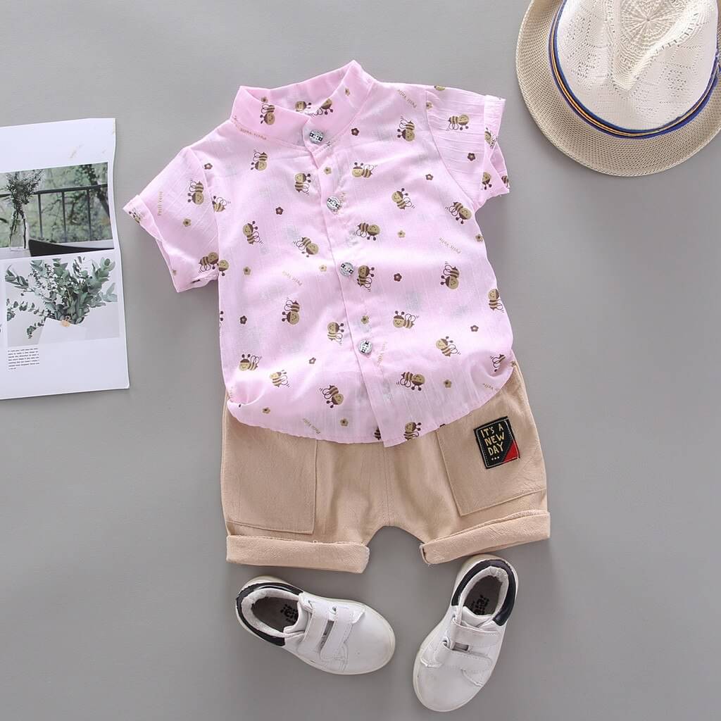    			DANGAR Pack of 1 Unisex Cotton Blend Shirt & Shorts Set ( Pink )