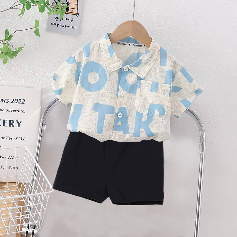     			DANGAR Pack of 1 Unisex Cotton Blend Shirt & Shorts Set ( Blue )
