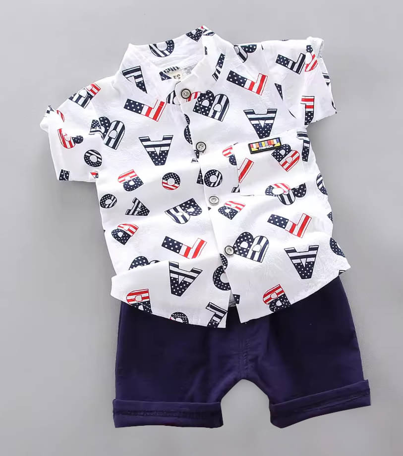 DANGAR Pack of 1 Unisex Cotton Blend Shirt & Shorts Set ( White ) DANGAR Pack of 1 Unisex Cotton Blend Shirt & Shorts Set ( White )