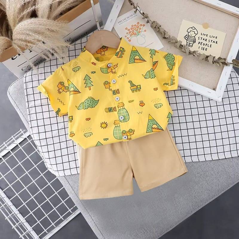 DANGAR Pack of 1 Unisex Cotton Blend Shirt & Shorts Set ( Yellow ) DANGAR Pack of 1 Unisex Cotton Blend Shirt & Shorts Set ( Yellow )