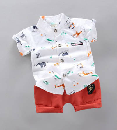 DANGAR Pack of 1 Unisex Cotton Blend Shirt & Shorts Set ( White ) DANGAR Pack of 1 Unisex Cotton Blend Shirt & Shorts Set ( White )