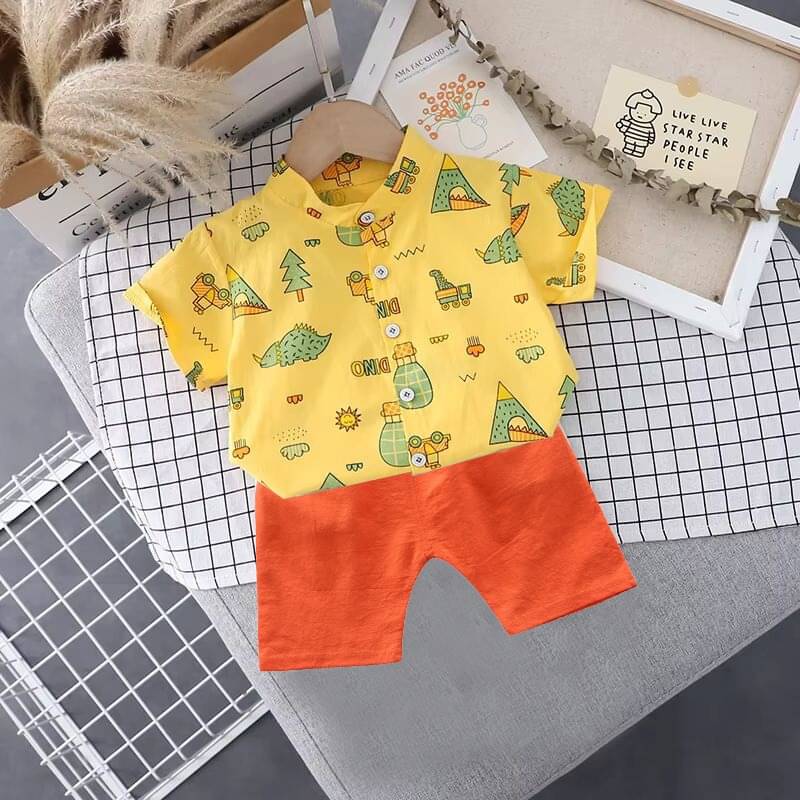 DANGAR Pack of 1 Unisex Cotton Blend Shirt & Shorts Set ( Yellow ) DANGAR Pack of 1 Unisex Cotton Blend Shirt & Shorts Set ( Yellow )