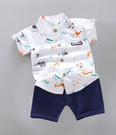 DANGAR Pack of 1 Unisex Cotton Blend Shirt & Shorts Set ( White )     			DANGAR Pack of 1 Unisex Cotton Blend Shirt & Shorts Set ( White )
