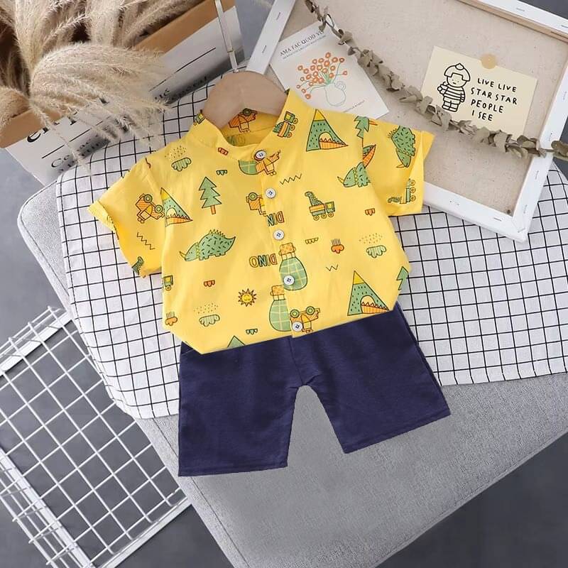 DANGAR Pack of 1 Unisex Cotton Blend Shirt & Shorts Set ( Yellow ) DANGAR Pack of 1 Unisex Cotton Blend Shirt & Shorts Set ( Yellow )