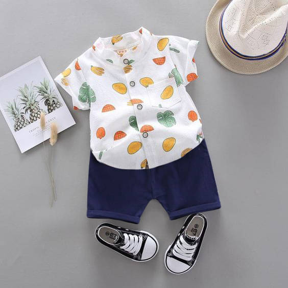     			DANGAR Pack of 1 Unisex Cotton Blend Shirt & Shorts Set ( White )