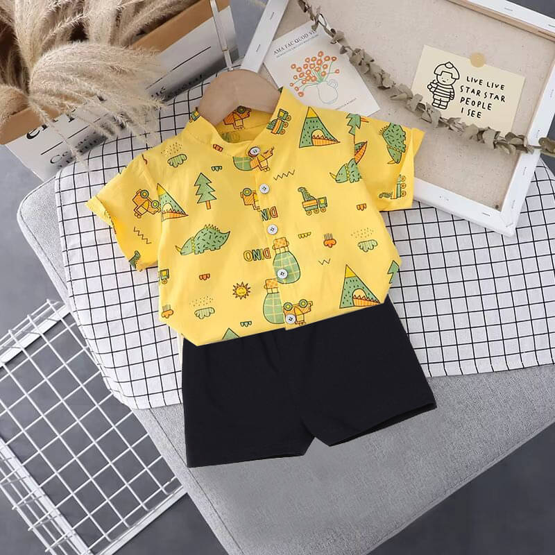 DANGAR Pack of 1 Unisex Cotton Blend Shirt & Shorts Set ( Yellow ) DANGAR Pack of 1 Unisex Cotton Blend Shirt & Shorts Set ( Yellow )