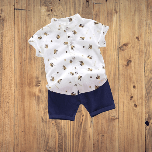 DANGAR Pack of 1 Unisex Cotton Blend Shirt & Shorts Set ( White ) DANGAR Pack of 1 Unisex Cotton Blend Shirt & Shorts Set ( White )