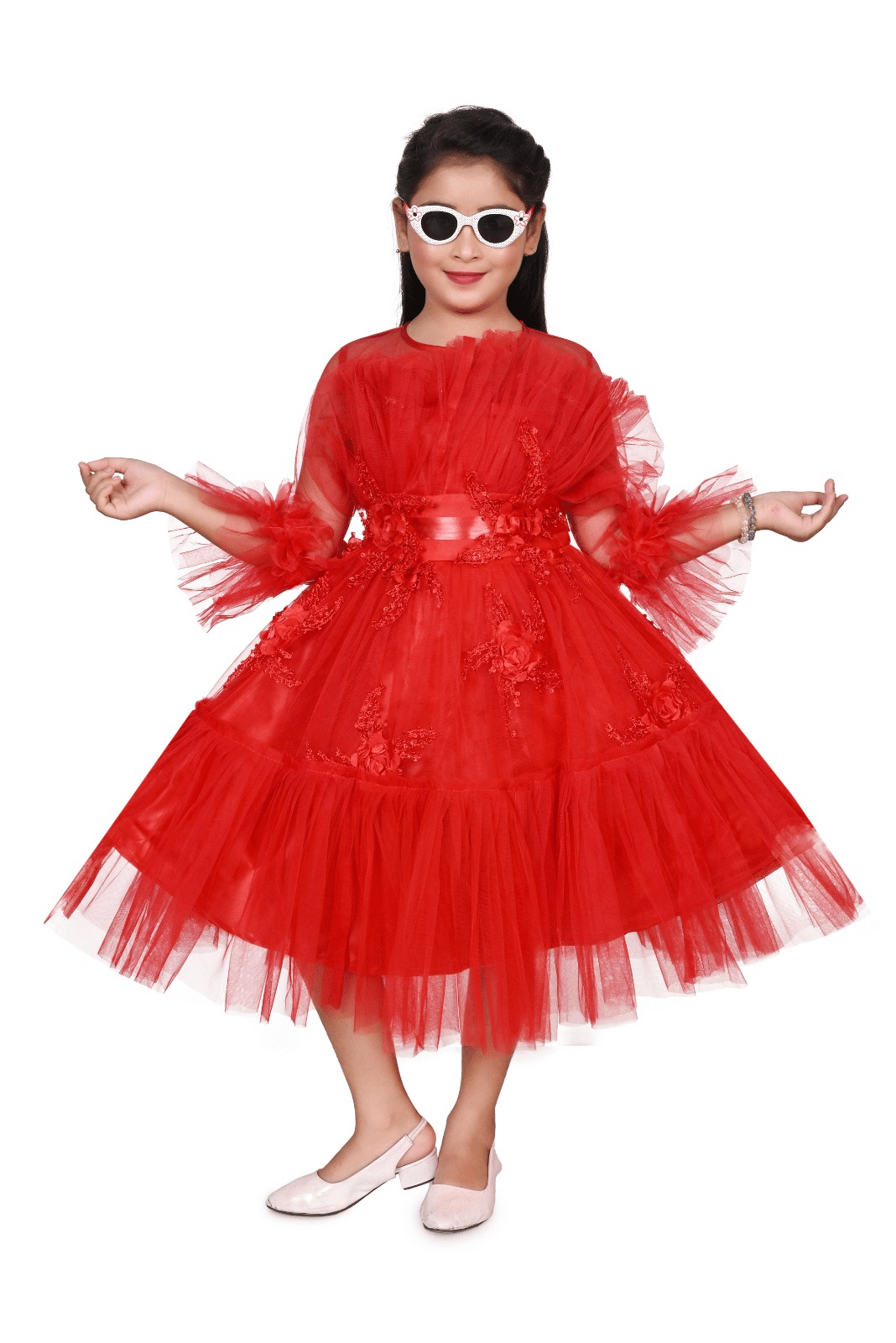 DS DRESESS Net Frock For Girls ( Pack of 1 , Red ) DS DRESESS Net Frock For Girls ( Pack of 1 , Red )