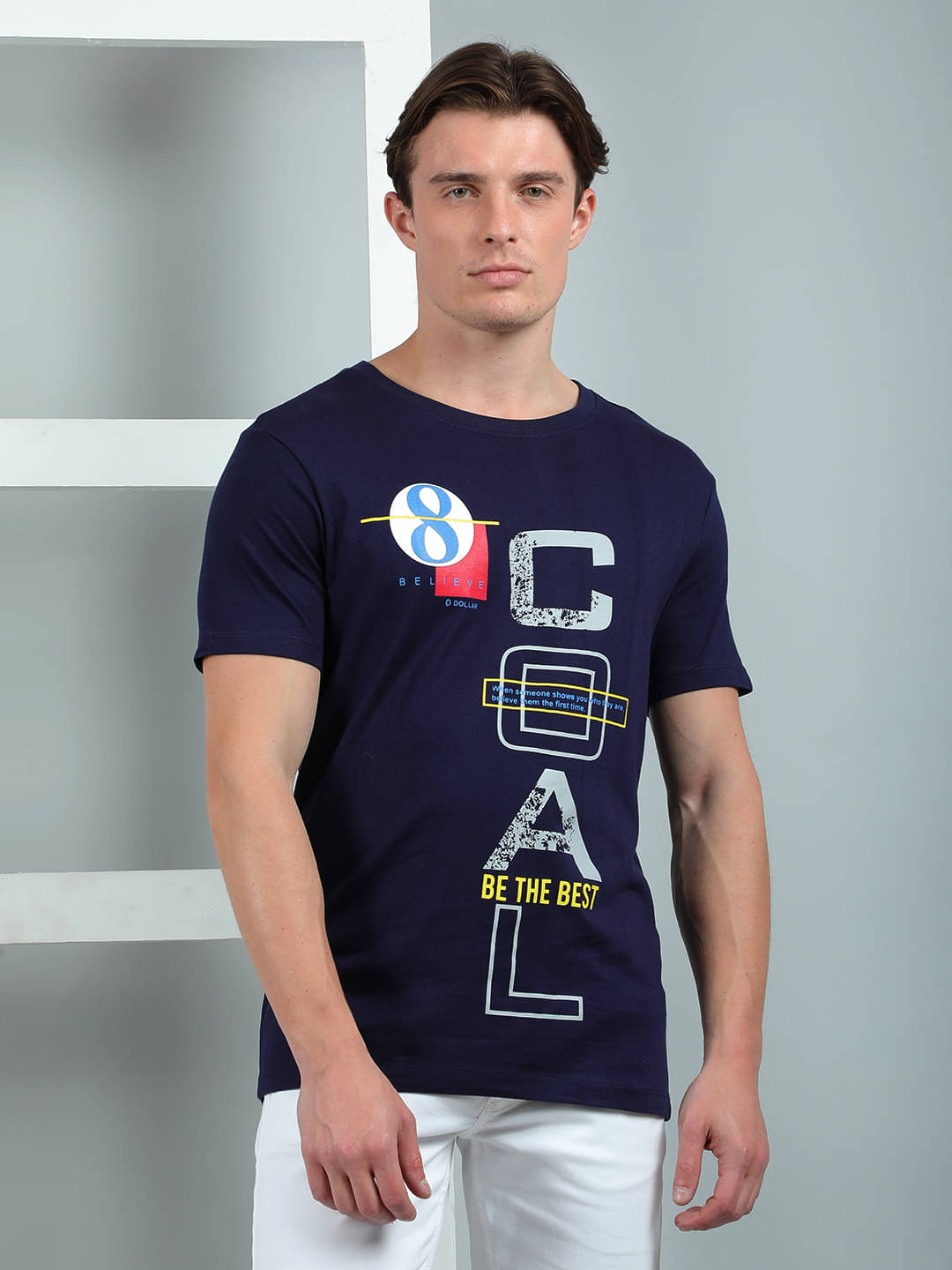 Dollar Cotton Regular Fit Printed Half Sleeves Men's Round T-Shirt - Navy ( Pack of 1 ) Dollar Cotton Regular Fit Printed Half Sleeves Men's Round T-Shirt - Navy ( Pack of 1 )