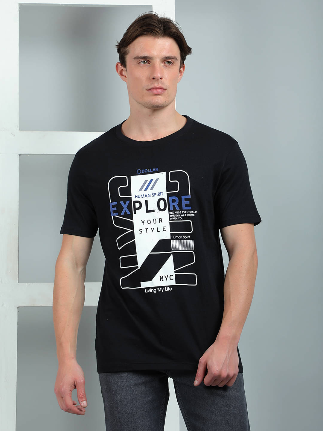 Dollar Cotton Regular Fit Printed Half Sleeves Men's Round T-Shirt - Black ( Pack of 1 ) Dollar Cotton Regular Fit Printed Half Sleeves Men's Round T-Shirt - Black ( Pack of 1 )